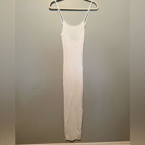White Ribbed Bodycon Maxi Dress - Workhall Brand